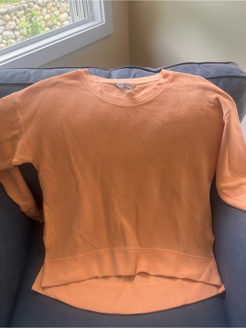 Athleta Peach Waffle Knit Sweatshirt Large